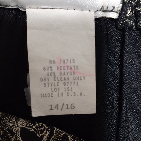 Adrian Jordan Women's Pants Black Floral 14/16 Relaxed Wide Leg Acetate Rayon - Picture 6 of 6